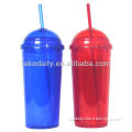 16oz clear plastic tumbler with straw drinking